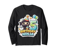 5 Anni di Compleanno Ninja Boys Five 5th Fifth Kids Party Fun Maglia a Manica