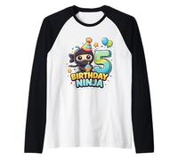 5 Anni di Compleanno Ninja Boys Five 5th Fifth Kids Party Fun Maglia con Maniche Raglan