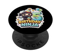 5 anni di compleanno Ninja Boys Five 5th Fifth Kids Party Fun PopSockets PopGrip Adesivo