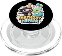 5 anni di compleanno Ninja Boys Five 5th Fifth Kids Party Fun PopSockets PopGrip per MagSafe