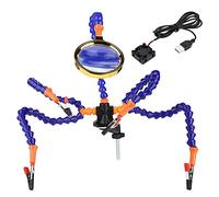 5-Arm Soldering Station Third Hand with Magnifier for PCB Repair | Flexible Arms with Magnifying Glass, Aluminum Table Clamp 5-50mm, Anti-Slip Base
