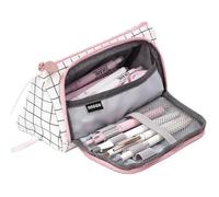 5 Astuccio per la scuola, astuccio con cerniera - Borsa portaoggetti con chiusura a cerniera dal design scozzese - Astuccio estetico con cerniera dal design scozzese multifunzione, ad alta
