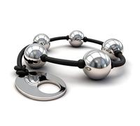 5-Ball Stainless Steel Anal Beads with Silicone Rope & Pull Ring, Weighted Butt Plug for Men/Women, Beginner BDSM Toy