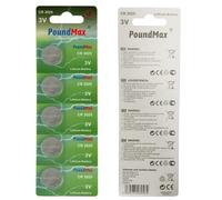5 batterie a bottone al litio PoundMax da 3 V, modelli CR2025, DL2025, ECR2025