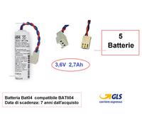 5 Batterie Batsecur BATli04 BAT04 3,6V 2,7Ah compatibile DAITEM HAGER