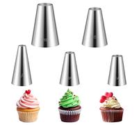 5 beccucci rotondi grandi per decorare torte, in acciaio inox, beccucci per glassare torte, strumenti per glassa, pasticceria russa, dispenser per glassa, biscotti, pasta sfoglia, ciambella, crema