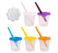 5 bicchieri da miscelazione, 5 pennelli da colorare, 1 bicchiere per pennelli in plastica, con coperchio, vetro da colorare per bambini, attrezzi da pittura per bambini.