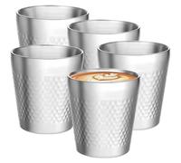 5 bicchieri in acciaio inox, 300 ml, a doppia parete, impilabili, isolati, in metallo, senza manico, infrangibili, resistenti al calore, lavabili in lavastoviglie, per succo di birra, acqua (5)