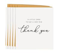 5 biglietti di ringraziamento con buste in carta kraft, un piccolo biglietto per dire grande grazie, realizzati nel Regno Unito