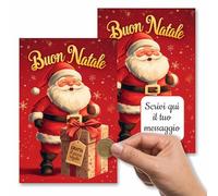 5 Biglietti Gratta e Scopri Personalizzati Buon Natale - Auguri Natalizi con Messaggio da Scoprire - Idea Regalo Originale e Divertente con Babbo Natale e Pacco Regalo Grattabile - Buste Incluse