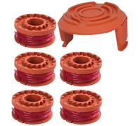 5 Bobine Tagliaerba,1 Bobina Tappi,Compatibile con Worx WG180 /WG163/ WG175 Bobina,Ø 1,65 mm 3 metro,tagliaerba per trimmer,Bobine Tagliaerba,Linea Trimmer Bobina di Ricambio