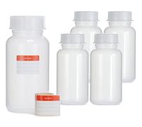 5 bottiglie da 1000 ml a collo largo in LDPE con tappo a vite, bottiglie vuote da 1 litro di prodotti chimici, bottiglie da laboratorio con coperchio come contenitore per laboratorio, cucina o hobby
