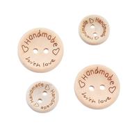 5 bottoni in legno beige chiaro rotondo 20 mm 2 fori - Handmade with love - Creation couture Diy