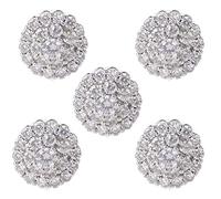 5 bottoni rotondi in cristallo da 12 mm con strass a forma di fiore con anello di lusso decorazioni in metallo per vestiti, scarpe, decorazione nuziale, accessori rotondi con perle da sposa