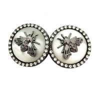 5 bottoni rotondi in metallo con strass, a forma di ape, per cucito, artigianato fai da te, creazione di gioielli (fucile nero e bianco, 23 mm)