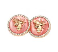 5 bottoni rotondi in metallo con strass a forma di ape, per cucito, artigianato fai da te, creazione di gioielli (rosa dorato, 25 mm)