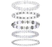 5 braccialetti elasticizzati con perline impilabili braccialetto di perline di cristallo boho naturale pietra perline braccialetti multistrato perline braccialetti per le donne gioielli alla moda