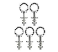 5 bulloni ad occhiello con anelli filettati resistenti, 10 x 50 mm, con rondelle e dado per sollevamento della spalla lunga