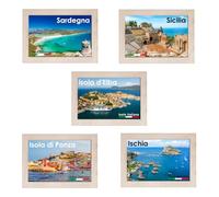 5 Calamite Legno 5x7cm Isole d’Italia Souvenir Regalo Turismo Gadget Idea
