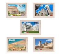 5 Calamite Legno 5x7cm Italia Centro Souvenir Regalo Turismo Gadget Idea