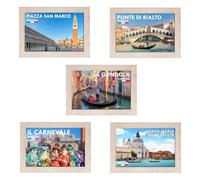 5 Calamite Legno 5x7cm Italia Venezia Souvenir Regalo Turismo Gadget Idea