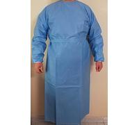 5 CAMICI CAMICE CHIRURGICO MONOUSO COL. CELESTE CON POLSINI BIANCHI TG L