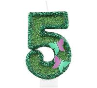 5 candele di compleanno con farfalla glitterata, verde numero 5 candele per torte, decorazioni per 5° compleanno per ragazze, a tema farfalladecorazioni per torte per ragazze e donne