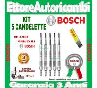 5 CANDELETTE BOSCH ALFA 159 (939) 2.4JTDM JTD 147 154KW 2005->2008 0250203001