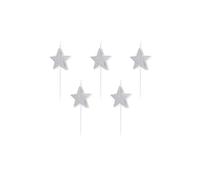 5 Candeline per Torta con Stelle argentate - Argento - Taglia Unica
