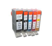 5 cartucce di inchiostro multicolore sostituisce Canon CLI-521BK + chip