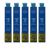 5 cartucce d'inchiostro compatibili E 502 XL ciano per Expression Home XP-5100, XP-5105, XP-5115, Workforce WF-2800, WF-2860 DWF, WF-2865 DWF
