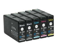 5 Cartucce d'inchiostro (Set+Bk) per Epson Workforce Pro WF-5620DWF, WF-5690DWF