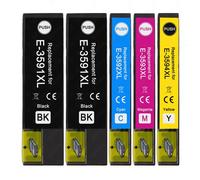 5 Cartucce d'inchiostro (Set+Bk) per Epson Workforce Pro WF-4720DWF, WF-4725WF