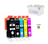 5 CARTUCCE PGI-525 BK CLI-526 BK C M Y per Canon con CHIP