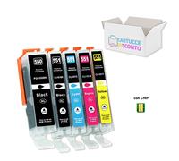 5 CARTUCCE PGI-550XL BK CLI-551XL BK C M Y per Canon con CHIP