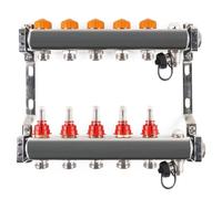 5 Casella Distributore Circuito di Riscaldamento Acciaio Inox Idraulico Abgleich