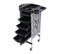 5 cassetti Carrello per parrucchiere su ruote, salone di bellezza 80 kg | 5 cassetti, 80 kg, PP + inox, 6 livelli, ruote a 360°, motivi stampati, per parrucchieri ed estetica