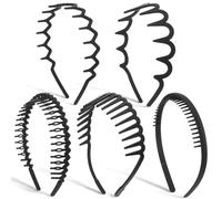 5 cerchietti per capelli a zig zag, con denti di squalo, per trucco, pettine per capelli, pettine per capelli, antiscivolo, ondulato, per donne e ragazze, fitness, sport quotidiano