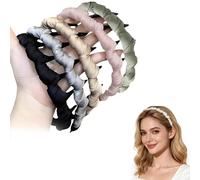 5 cerchietti per capelli da donna a zig-zag, classici, in velluto e raso, antiscivolo, con denti alti di granio, per lavare il viso, trucco, accessori per lo styling dei capelli (#2)