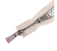 5# Cerniera in metallo a doppio cursore Chiusura automatica per tasca cappotto Vestiti Accessori per cucire fai da te,Beige,70cm