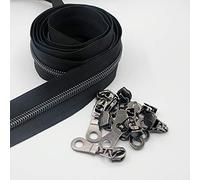 5# Cerniere per denti a spirale in nylon metallizzato nichel nero Nastro da 9.1m con 25 pezzi cursori in nichel nero per cucito fai-da-te Borsa artigianale Leekayer