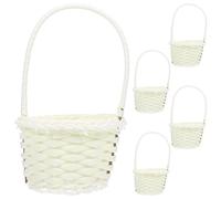5 cestini in rattan in plastica stile pastorale, per fiori e frutta, intrecciati a mano, per la casa, 9 x 9 cm