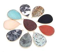 5 ciondoli al quarzo con pietre preziose, a forma di goccia d'acqua naturale, per collane e braccialetti fai da te, Pietra Ottone, Quarzo