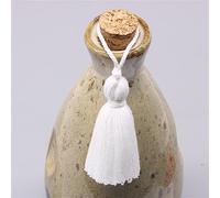 5 ciondoli fatti a mano, con nappe da 6 cm, con frange, mini nappe, nappe da appendere, in cotone, con corde, per fai da te (02 eleganti bianchi)