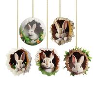 5 ciondoli in acrilico a forma di coniglietto pasquale,regalo pasquale da appendere, in acrilico 2D, decorazione pasquale, ideali come regalo di Pasqua per la casa e il giardino (coniglio)