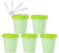 5 ciotole vuote da 200 ml, in plastica, con rivestimento interno, per corpo, mani, crema viso, lozioni, gel, 5 spatole (Groen, 200 ml)