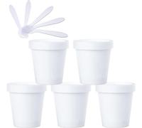5 ciotole vuote da 200 ml, in plastica, con rivestimento interno, per corpo, mani, crema viso, lozioni, gel, 5 spatole (bianco, 200 ml)