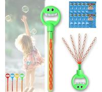5 Claw Smiley Bubble Stick, Magical 5-Claw Smiley Bubble Stick, With Bubbles Refill,For Summer Toy Party Favor (GREEN)