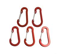 5 clip a moschettone in lega di alluminio, mini gancio a molla portachiavi, anello a D, per campeggio, escursionismo, attività all'aperto, 50 x 26 mm (rosso)