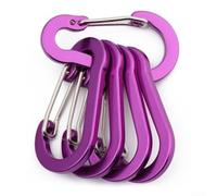 5 clip a moschettone in lega di alluminio, mini gancio a molla portachiavi, anello a D, per campeggio, escursionismo, attività all'aperto, 50 x 26 mm (viola)